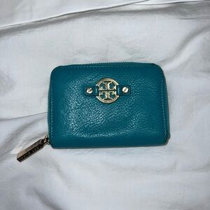 Teal Tory birch wallet
